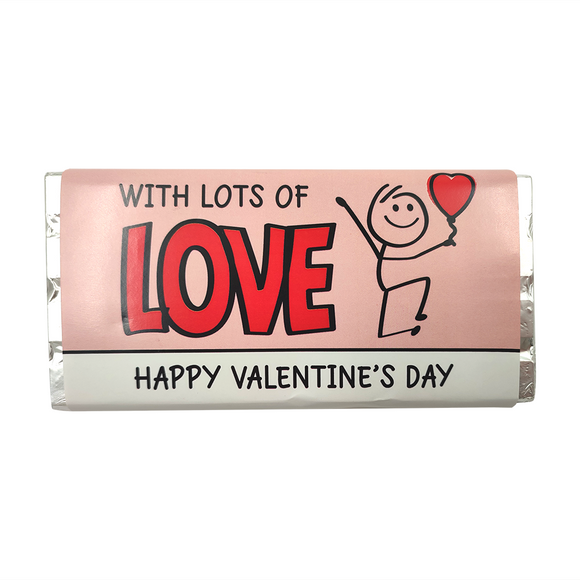 CHOCOLATE 100G VALENTINES LOTS OF LOVE JUMPING STICK MAN