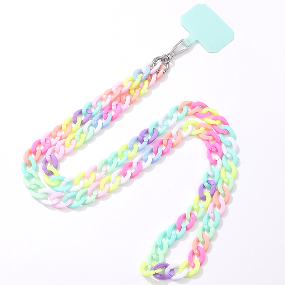 PHONE CHAIN CHUNKY LINKS PASTEL RAINBOW