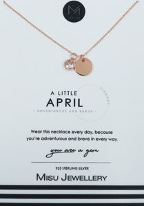 NECKLACE ROSE GOLD BIRTHSTONE APRIL DIAMOND