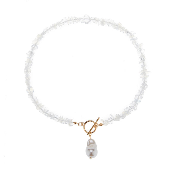 NECK PEARL WITH STONES CLEAR