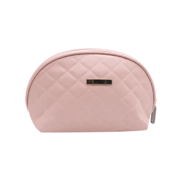 COSMETIC BAG OVAL BALLET PINK QUILTED