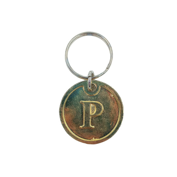 P KEYRING ROUND GOLD