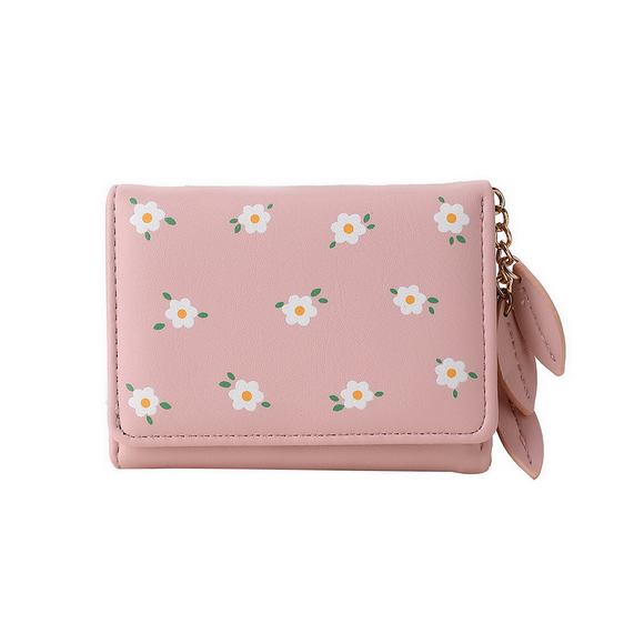 PURSE SMALL PADDED DAISIES ON DUSKY PINK