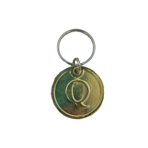 Q KEYRING ROUND GOLD