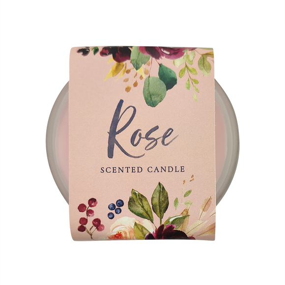 CANDLE IN FROSTED GLASS PALE PINK ROSE SCENTED