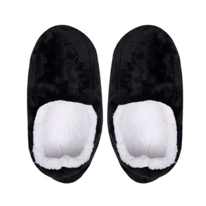 SLIPPERS FLUFFY BLACK AND WHITE