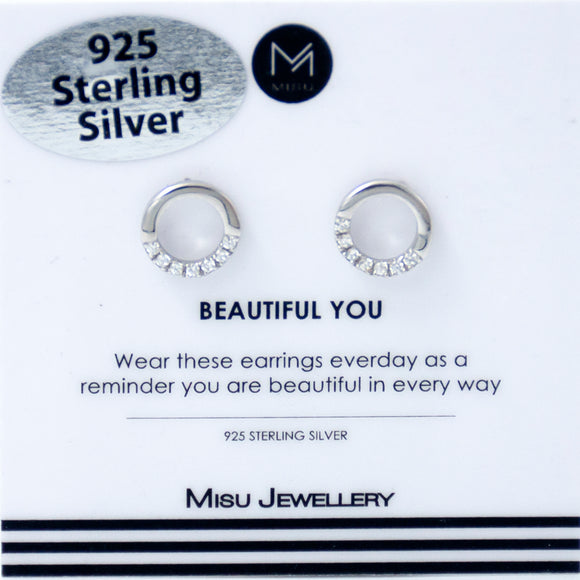 EARRING SILVER DEMI CIRCLE STUD