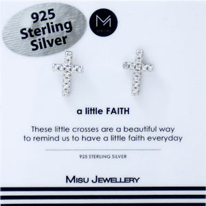 EARRING SILVER CROSS STUD