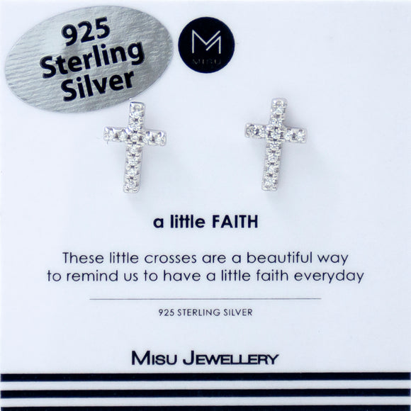 EARRING SILVER CROSS STUD