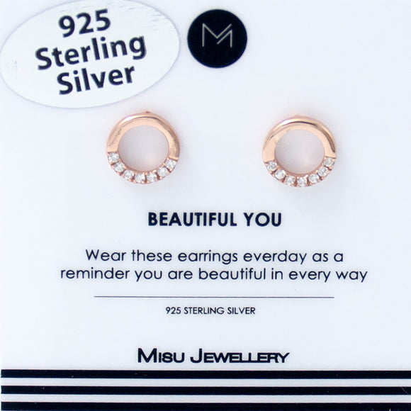 EARRING ROSE GOLD DEMI CIRCLE STUD