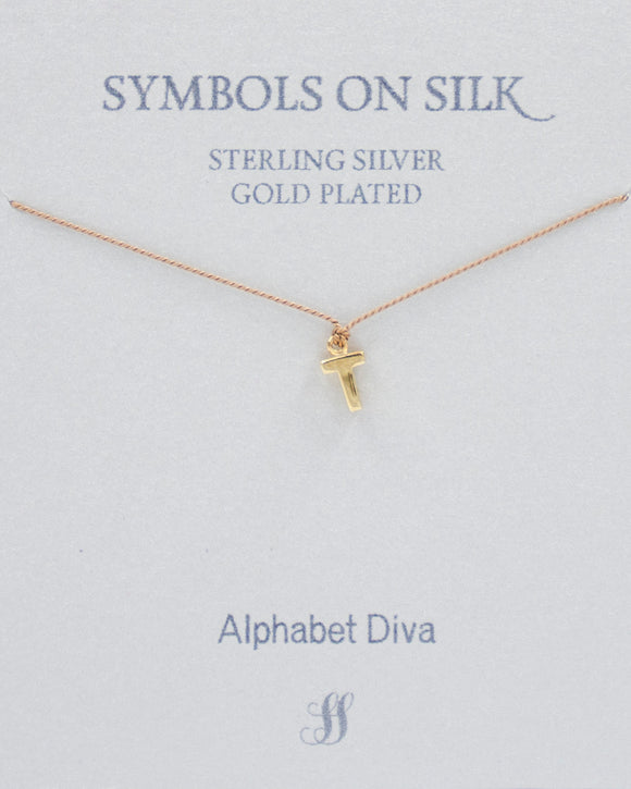 NECKLACE BRONZE INITIAL CHARM T
