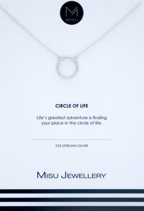 NECKLACE SILVER CZ OPEN CIRCLE