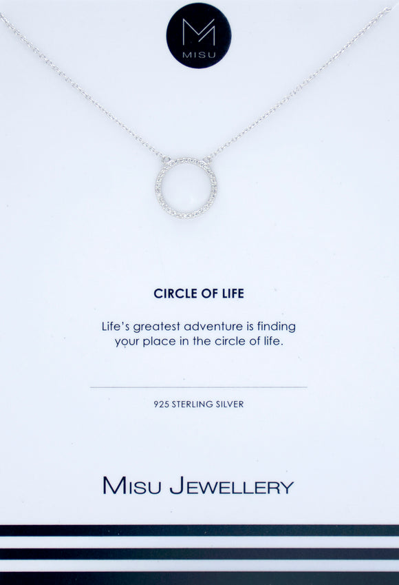 NECKLACE SILVER CZ OPEN CIRCLE