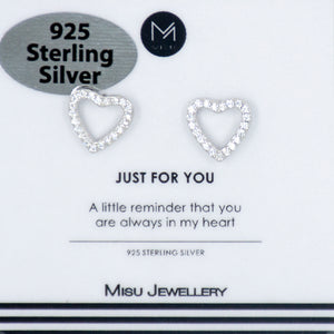 EARRING SILVER OPEN HEART CZ STUD