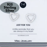 EARRING SILVER OPEN HEART CZ STUD