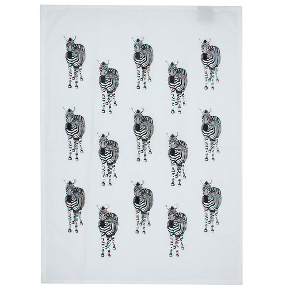 TEA TOWEL ZEBRA STANDING WHITE