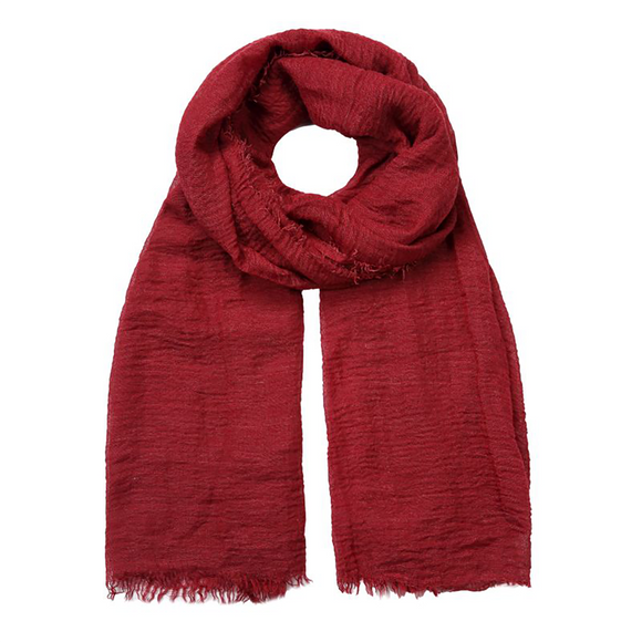 ROLLED SCARF PLAIN WINE RED