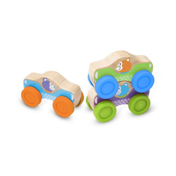 WOODEN STACKING  ANIMAL CARS