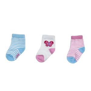 BABY SOCKS 3 PACK BUTTERFLY NEWBORN-6 MONTHS