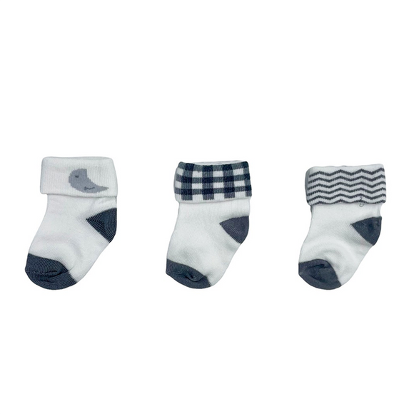 BABY SOCKS 3 PACK MOON NEWBORN-6 MONTHS