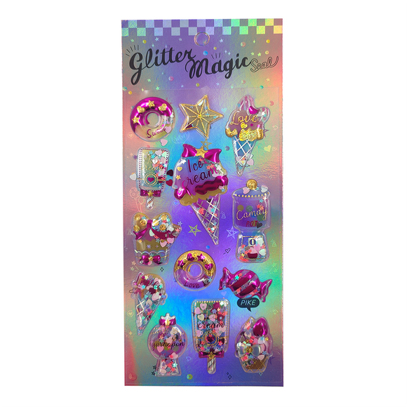 STICKERS 3D PUFFY GLITTER CAPSULE ICE CREAMS