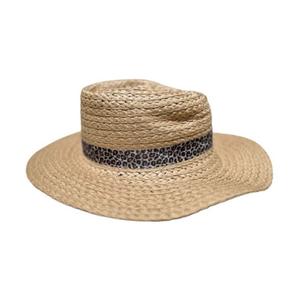 HAT STRAW NATURAL WITH LEOPARD BAND