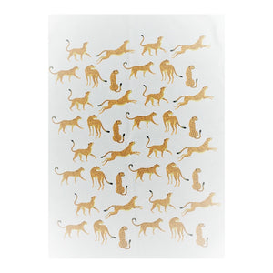 TEA TOWEL CHEETAH ON WHITE