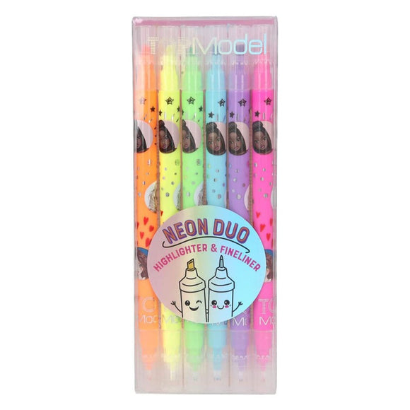 TM DOUBLE NEON HIGHLIGHTER AND FINE LINER SET