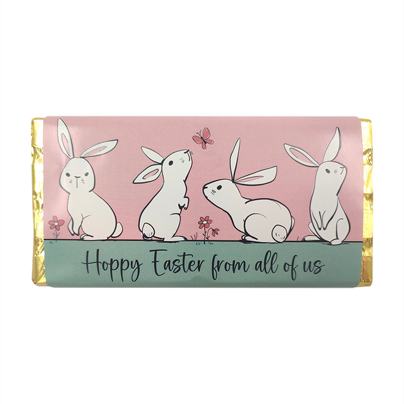 CHOCOLATE 100G EASTER WHITE BUNNY FAMILY ON CORAL ALL OF US