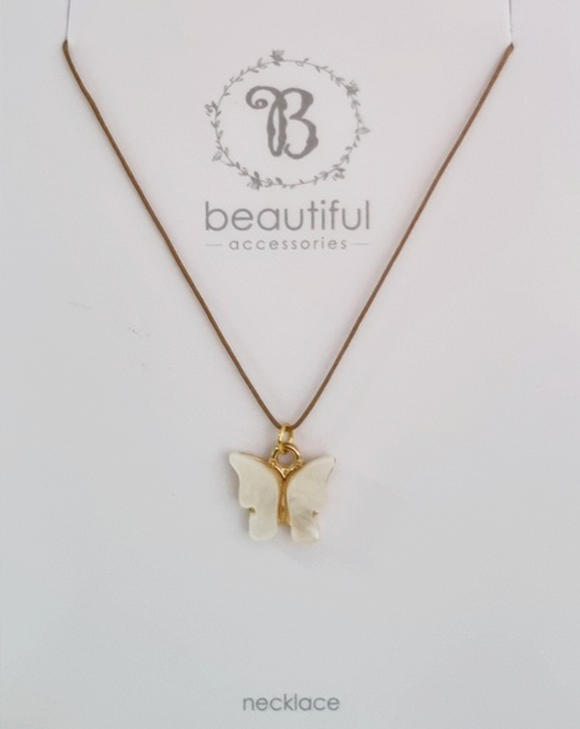 NECKLACE PEARLY BUTTERFLY WHITE