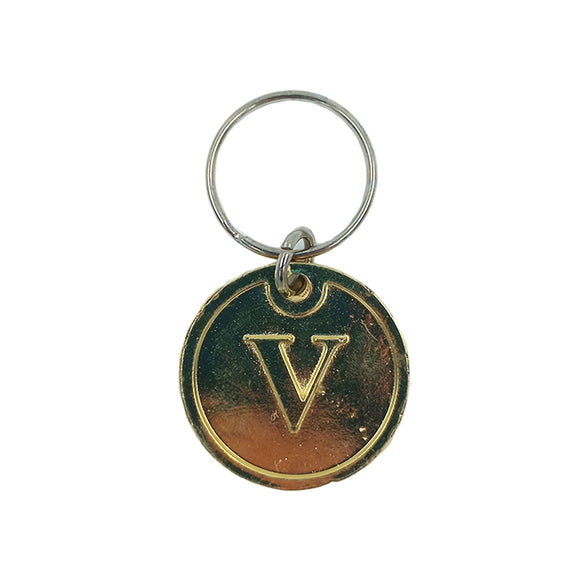 V KEYRING ROUND GOLD