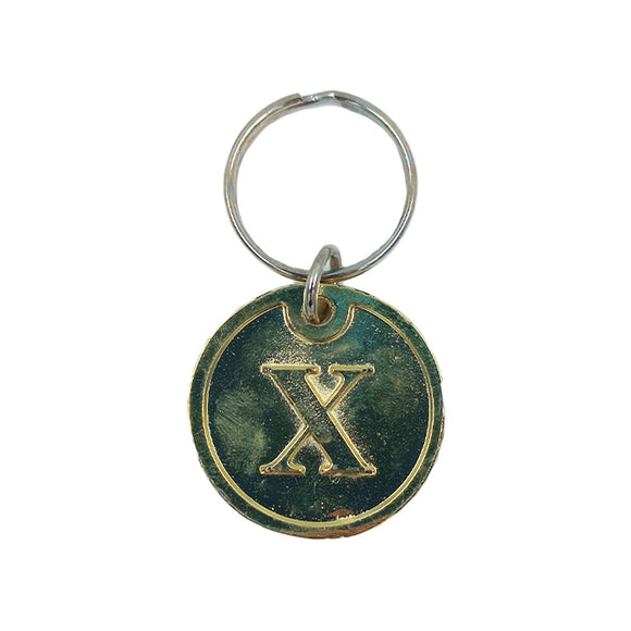 X KEYRING ROUND GOLD