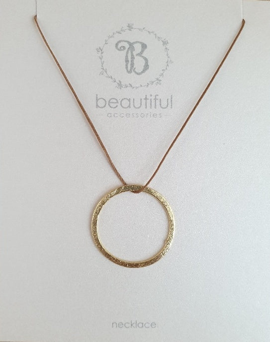NECKLACE GOLD OPEN CIRCLE BROWN