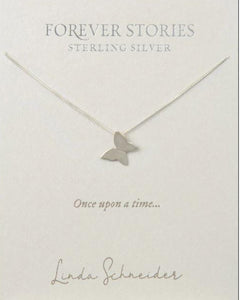 NECKLACE SILVER DANGLE BUTTERFLY ON CHAIN