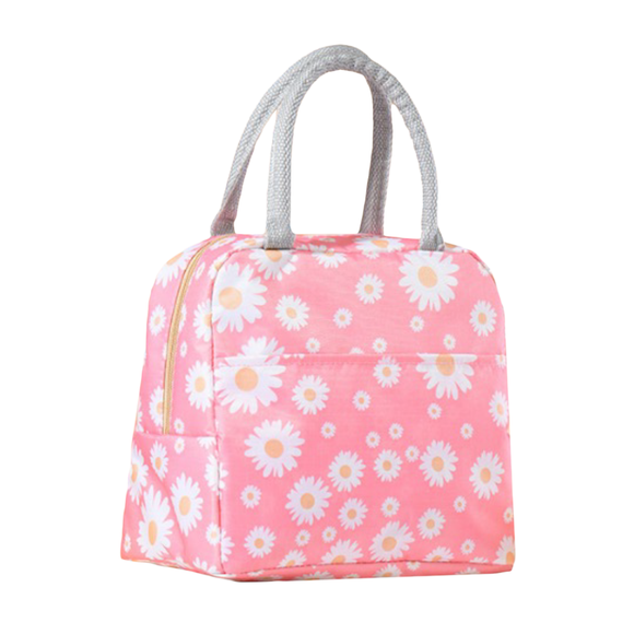 LUNCH BAG DAISIES ON LIGHT PINK