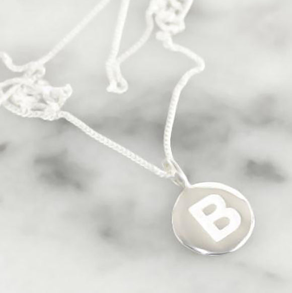 NECKLACE SILVER INITIAL CHARM B