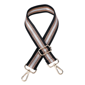 BAG STRAP METALLIC STRIPE WHITE AND BLACK