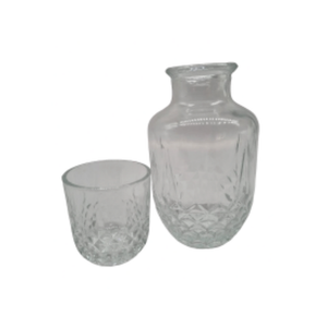 BOTTLE AND GLASS CARAFE SET DIAMOND DESIGN